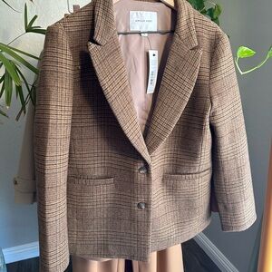 Amour Vert Tan Checkered Blazer
